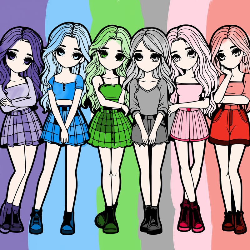 a group of girls realistic