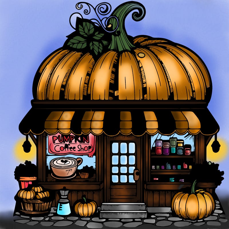 pumpkin coffee shop realistic