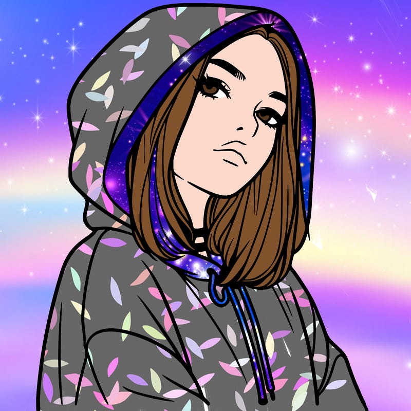 a realistic girl in a hoodie