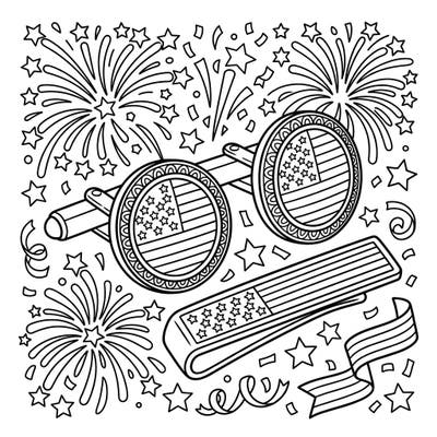 Celebrate the spirit of Independence Day with this unique coloring page featuring patriotic cufflinks. Dive into a world of stars, stripes, and festive fireworks, perfect for expressing your national pride.