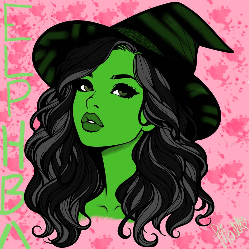 realistic witch girl with wavy hair and lips