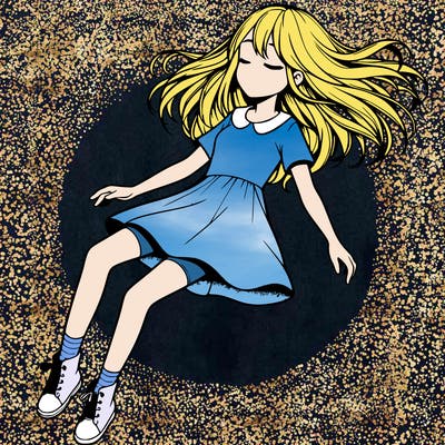 realistic girl floating