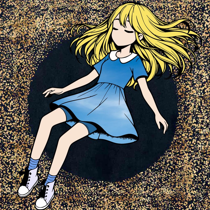 realistic girl floating