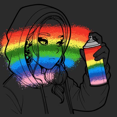 a realistic girl, spray painting