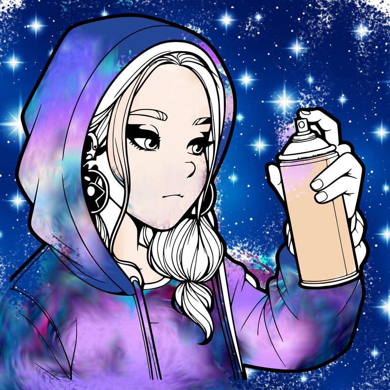 a realistic girl, spray painting