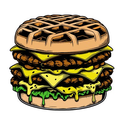 realistic waffle burger