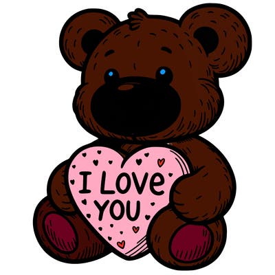 teddy bear holding an i love you heart
