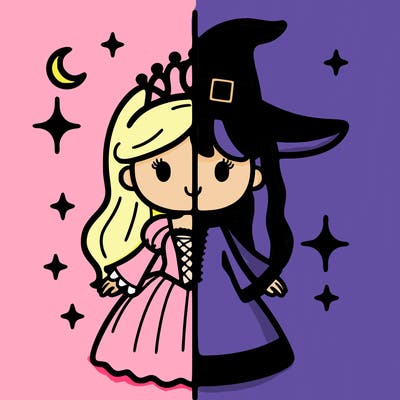split princess and witch
