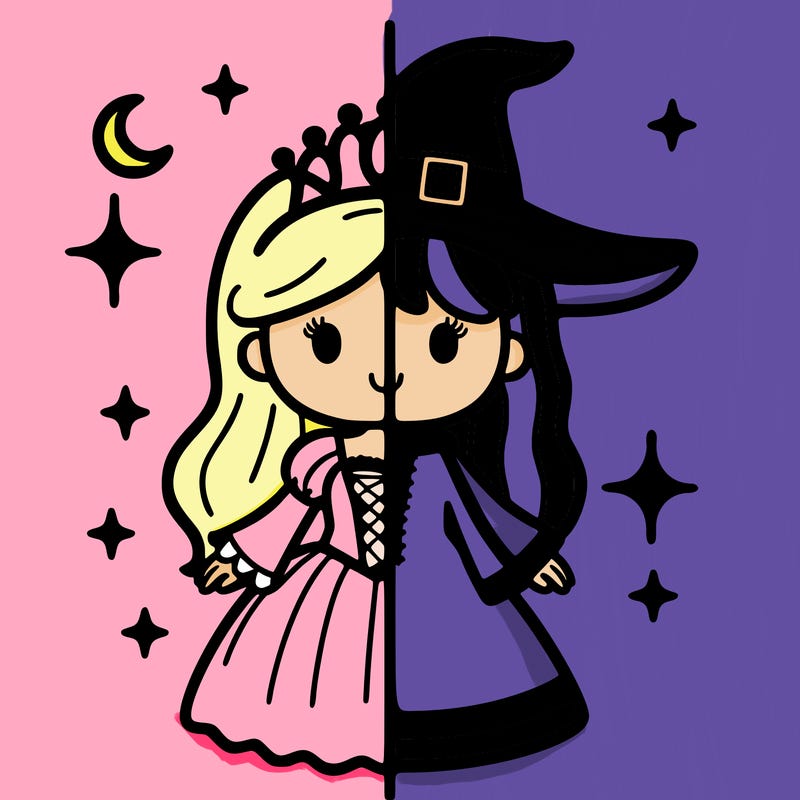 split princess and witch