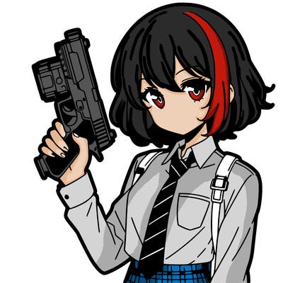 girl manga character with a gun