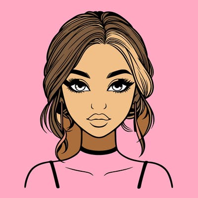 realistic girl with makeup on