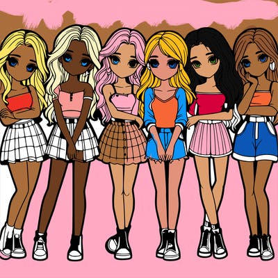 a group of girls realistic