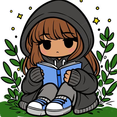 girl in oversized hoodie reading a book