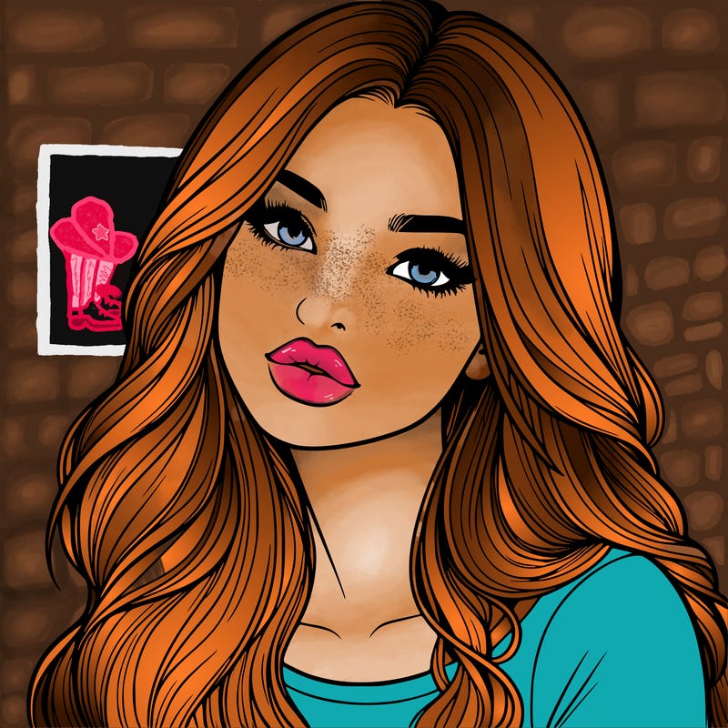 realistic girl with hair on her hair and lips