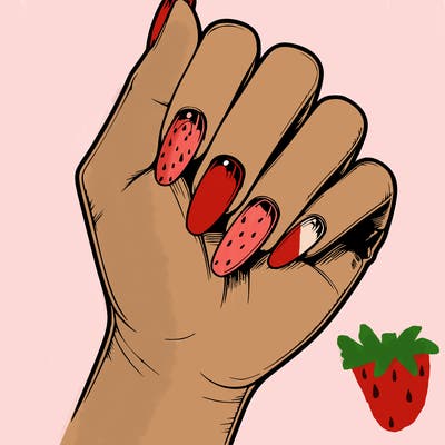 realistic hand with gel nails