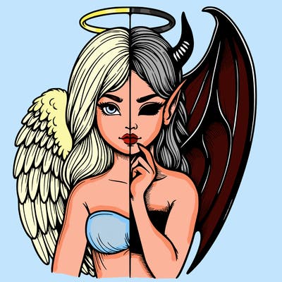 realistic angel half demon