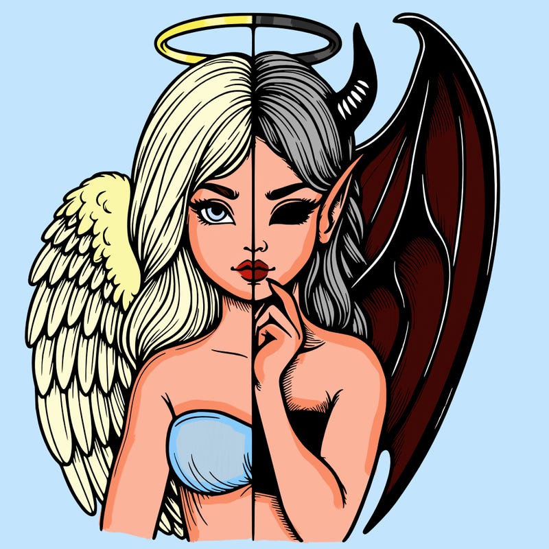 realistic angel half demon