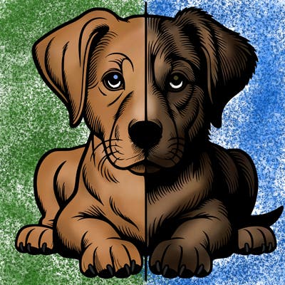 realistic dog split picture