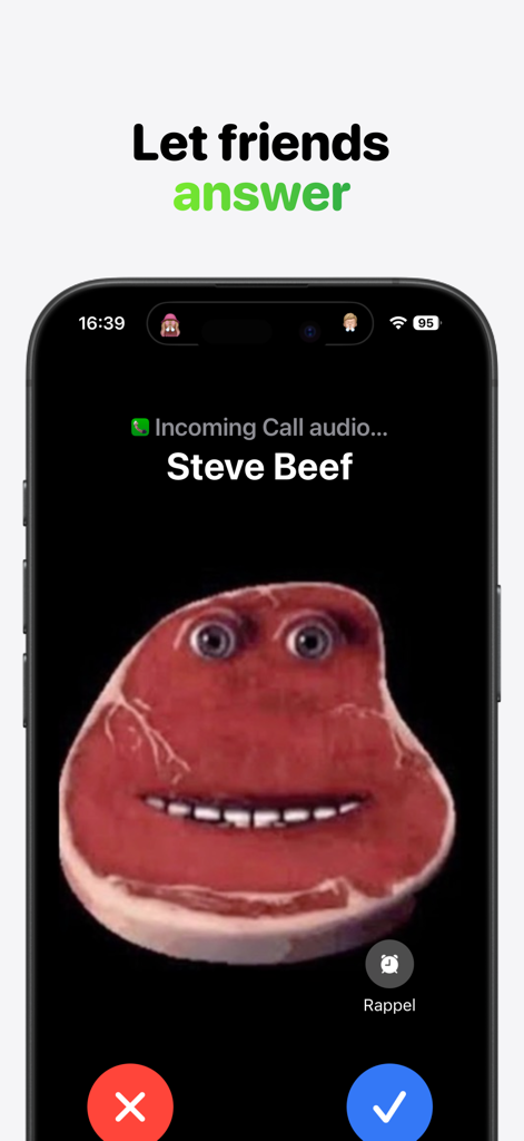 Incoming Call: John Pork Prank - Tela de chamada recebida falsa do personagem de meme Steve Beef.