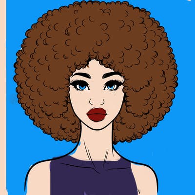 realistic lady with afro