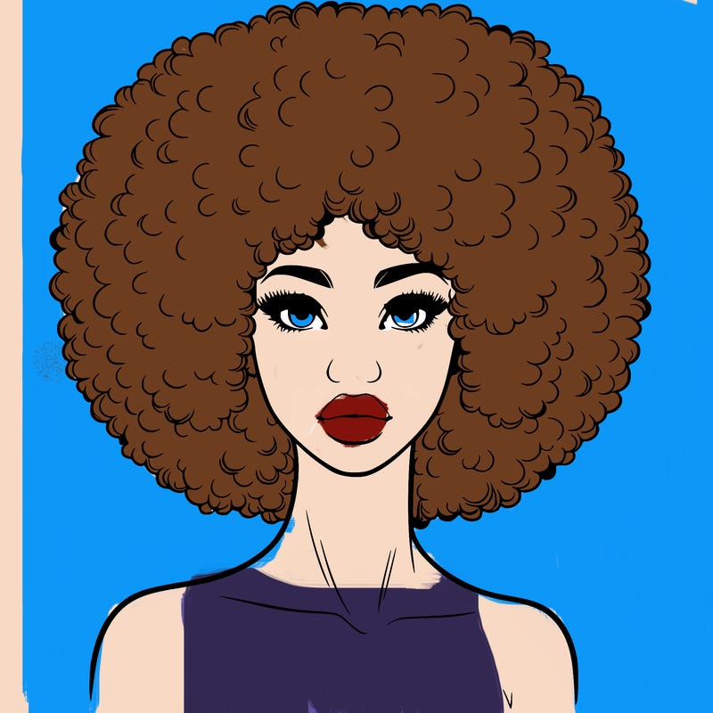 realistic lady with afro
