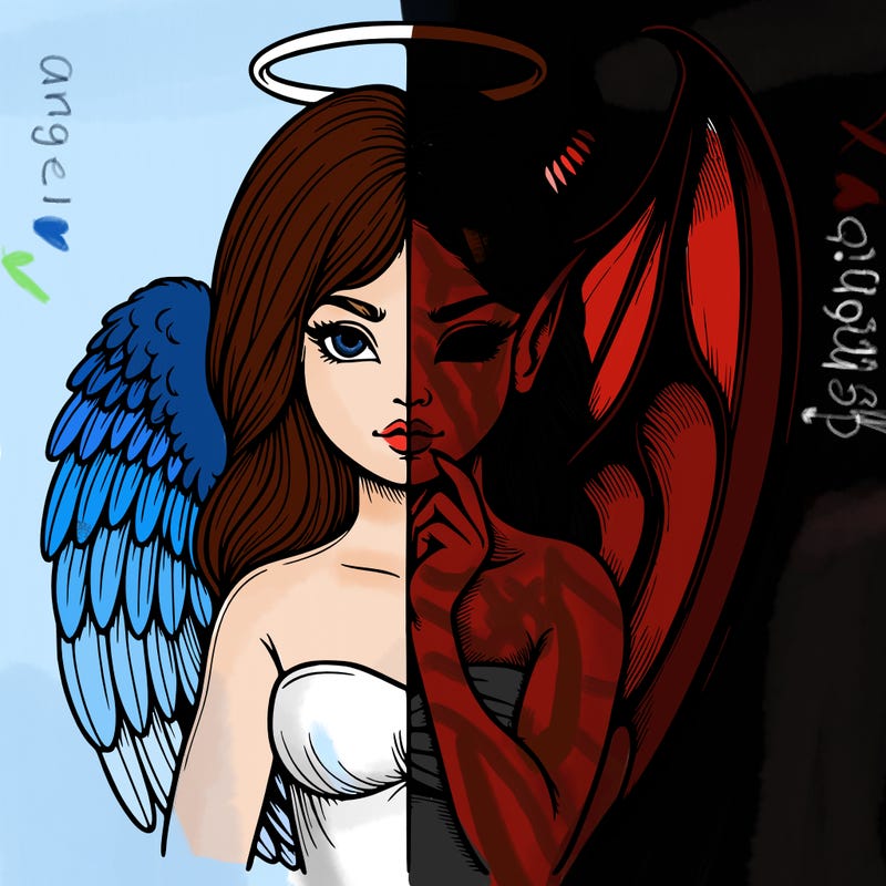 realistic angel half demon