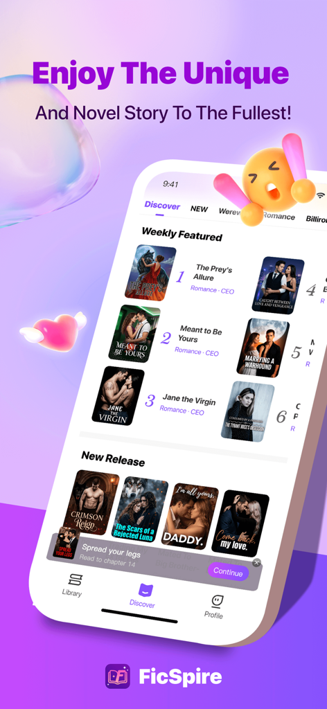 FicSpire - Web Novel & Stories - Guia Descobrir do aplicativo FicSpire com populares romances da web e histórias de lobisomens.