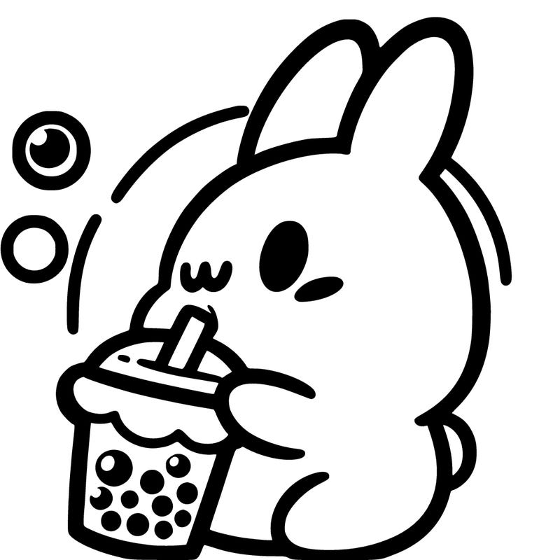 labubu drinking bubble tea