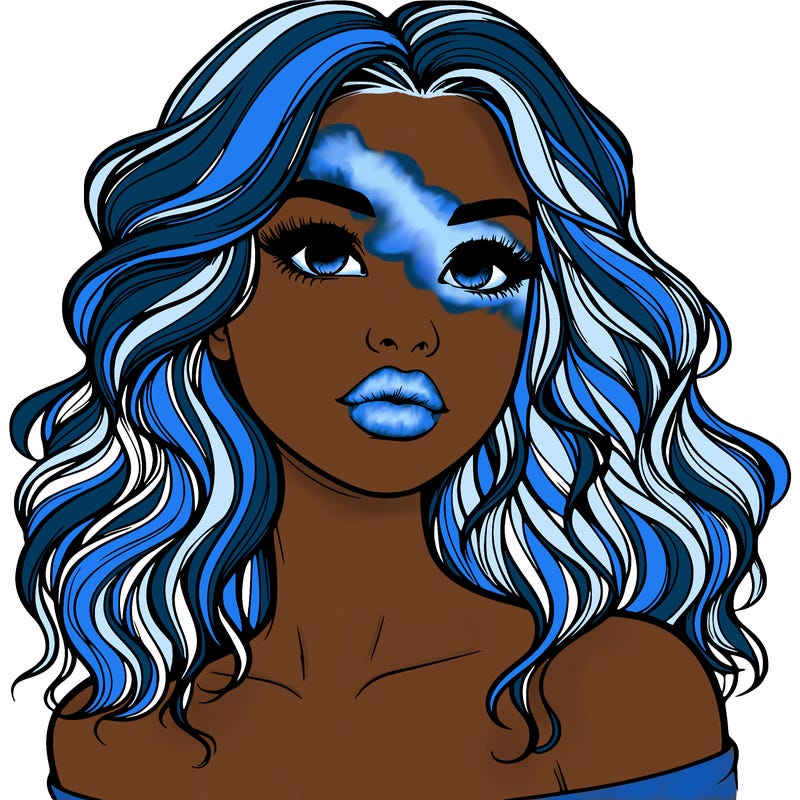 realistic girl with wavy hair and lips