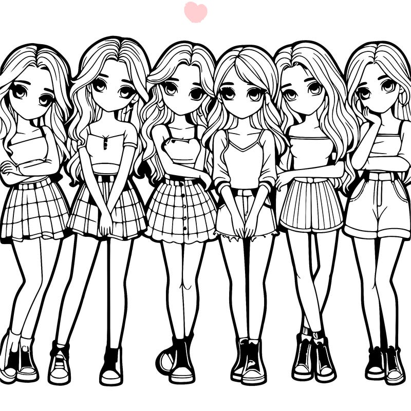 a group of girls realistic