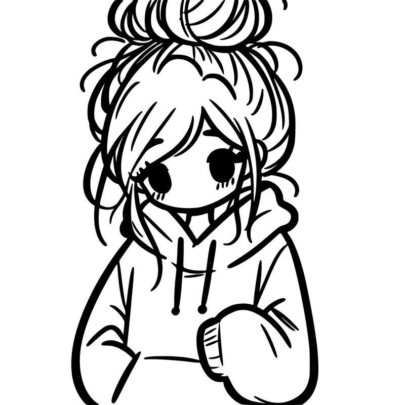 girl in oversized hoodie and messy bun