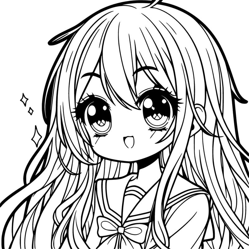 scary, anime girl, but cute with long hair