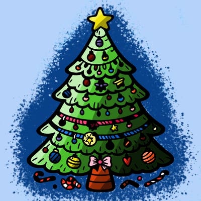 christmas tree with lots of details