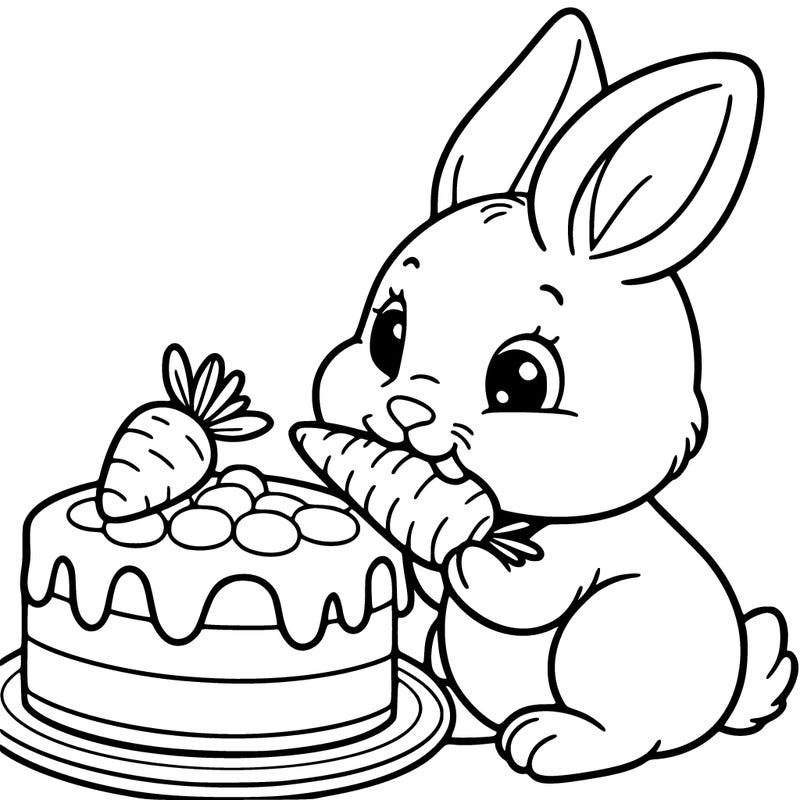 rabbit eating a carrot cake