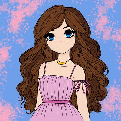realistic girl with long hair and dress