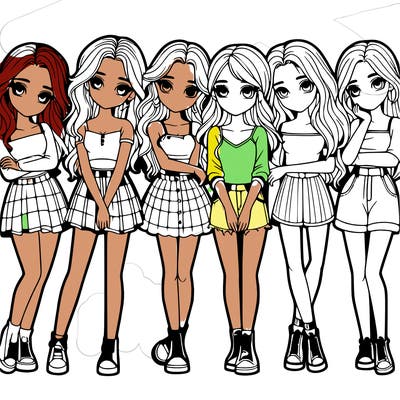 a group of girls realistic