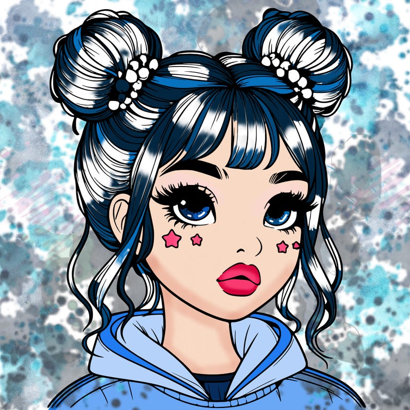 realistic girl with space buns