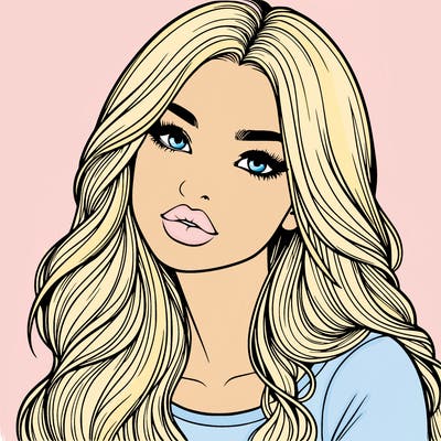 realistic girl with hair on her hair and lips