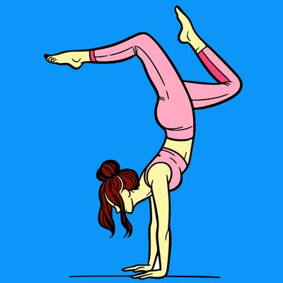 a woman doing a handstand