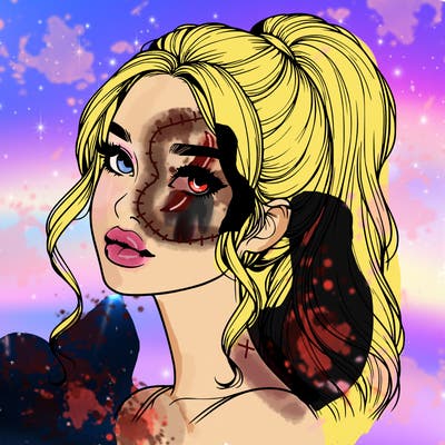 realistic girl with a ponytail on her hair and lips