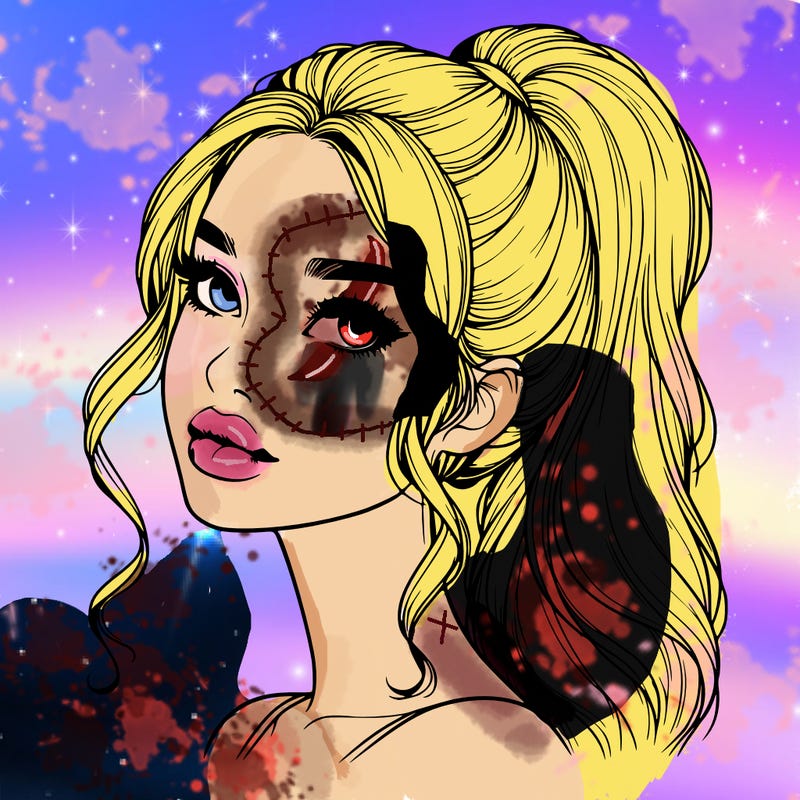 realistic girl with a ponytail on her hair and lips