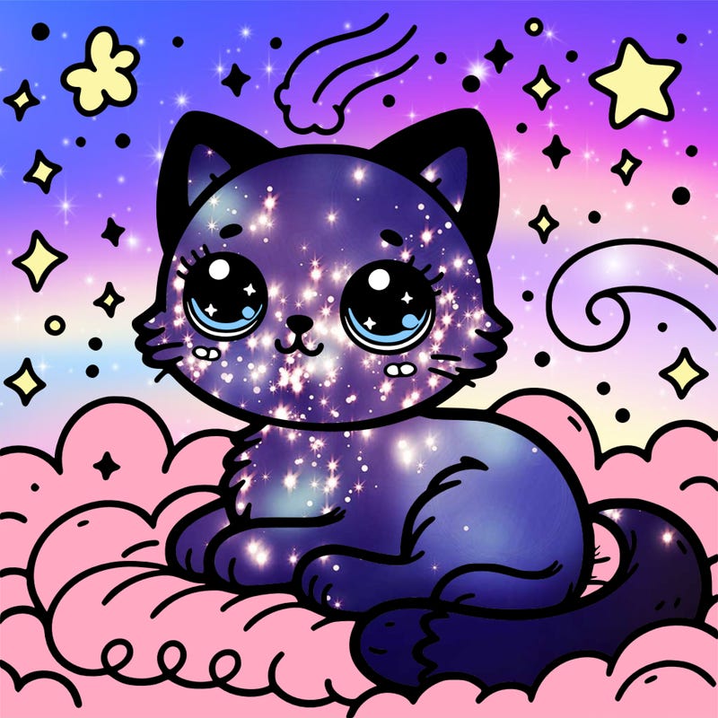 cute cat in galexy