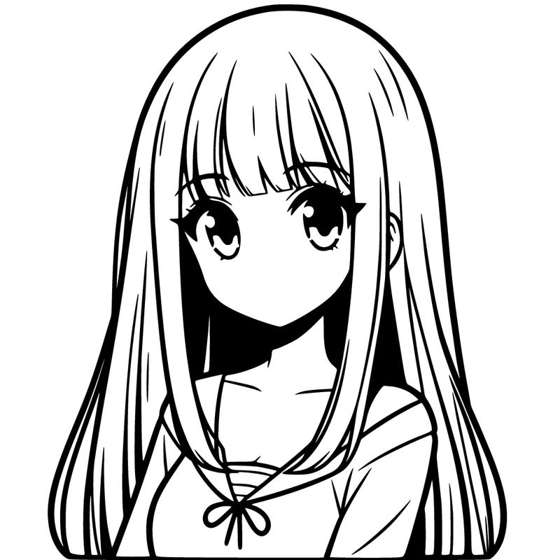 manga girl with straight long hair and bangs
