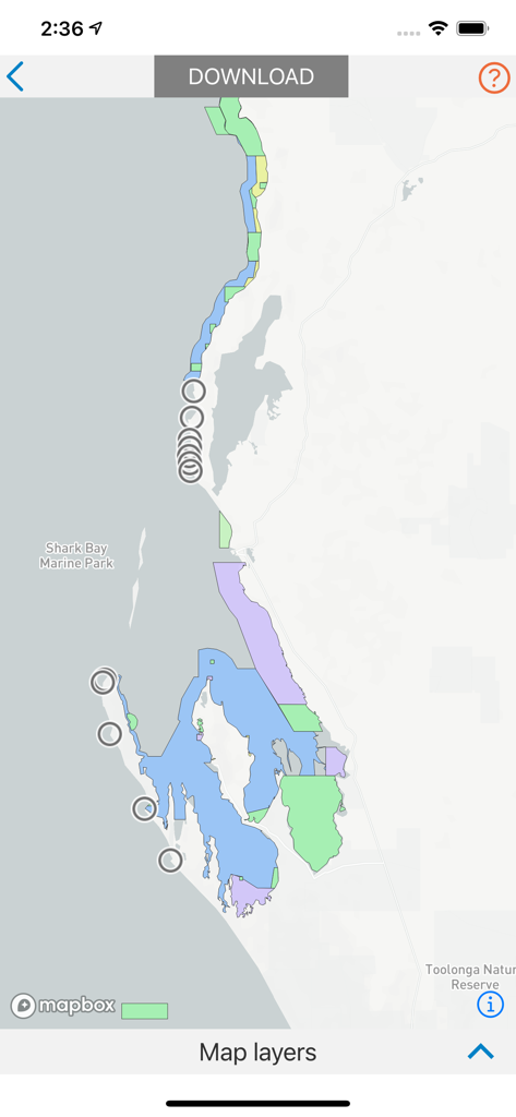 recfishwest - Interactive map showing Shark Bay Marine Park zones and coastal fishing locations