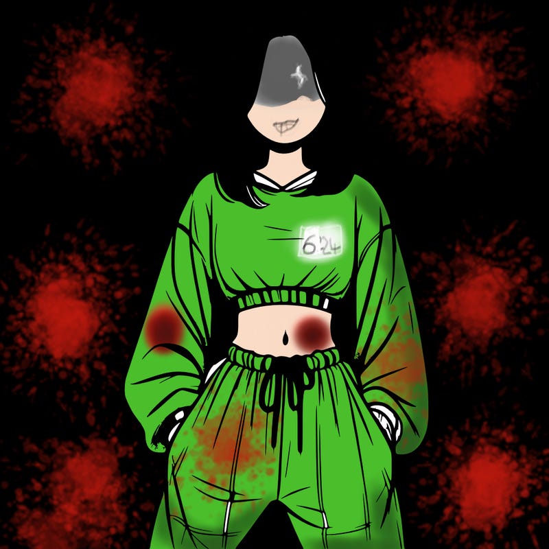 realistic girl faceless with baggy pants and a crop top