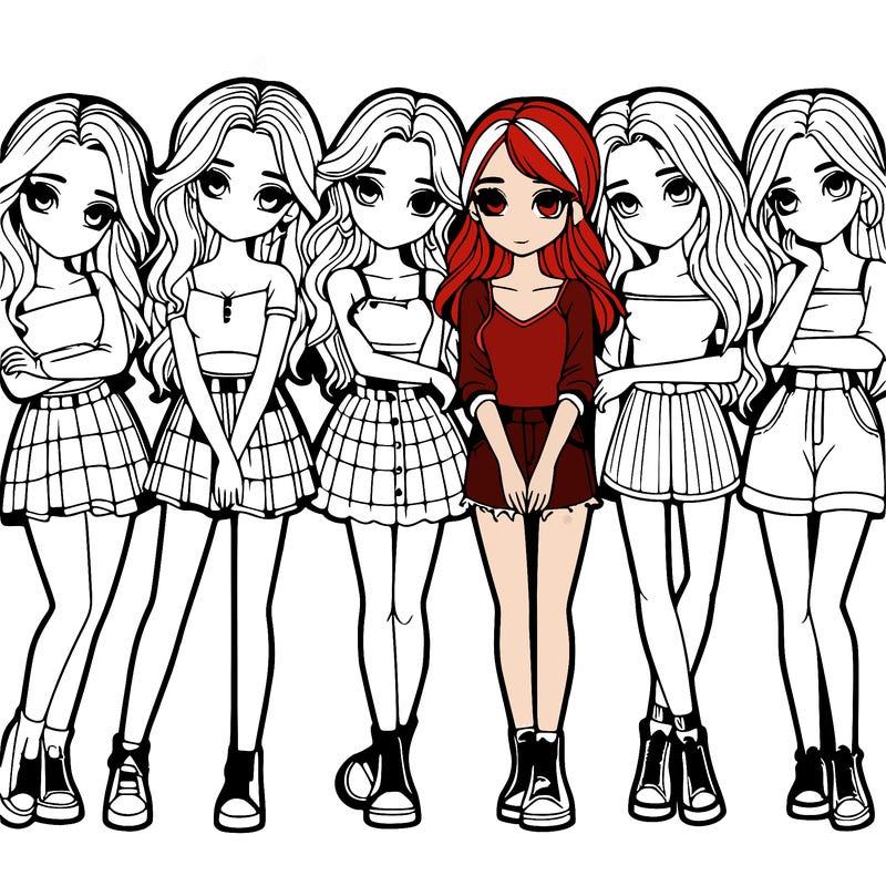 a group of girls realistic