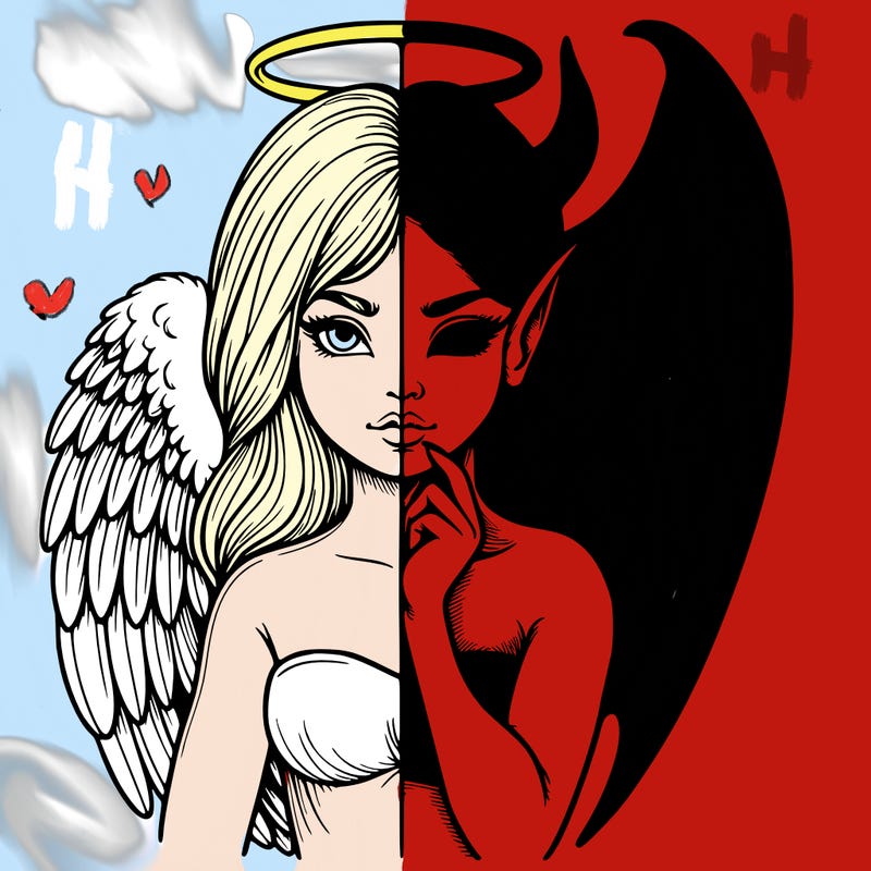 realistic angel half demon
