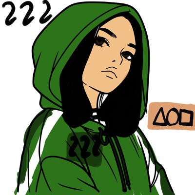 a realistic girl in a hoodie