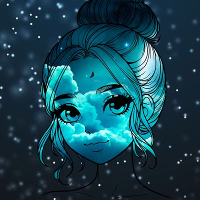 realistic pretty girl with hair in bun