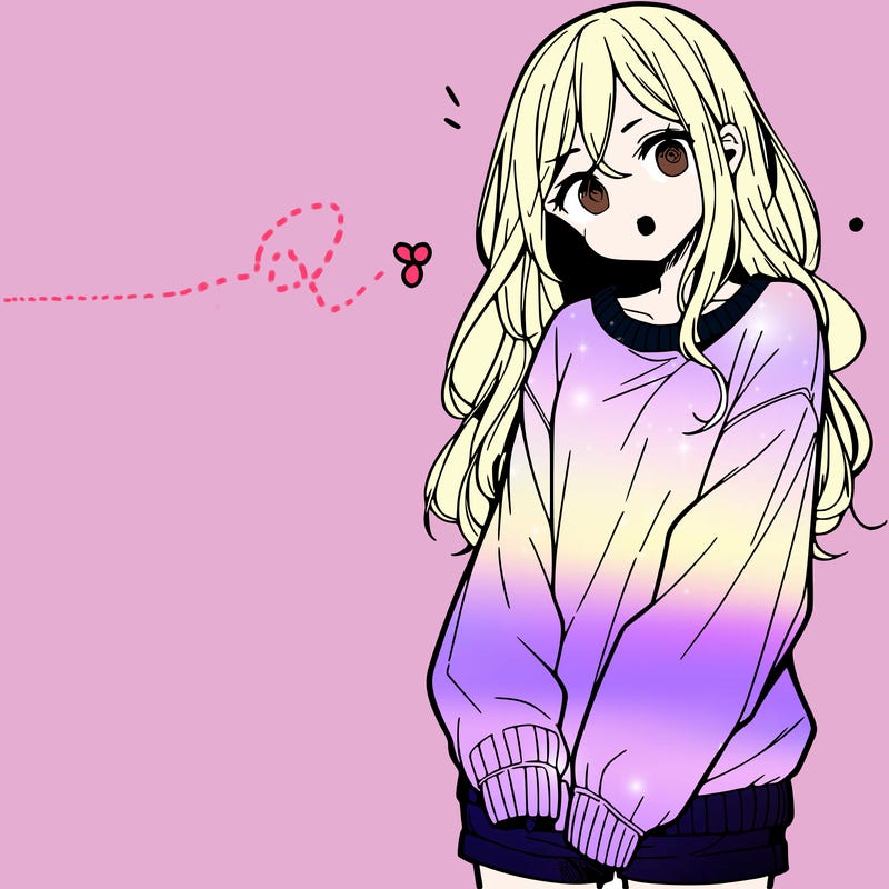 manga teen girl  in a sweater and baggy pants